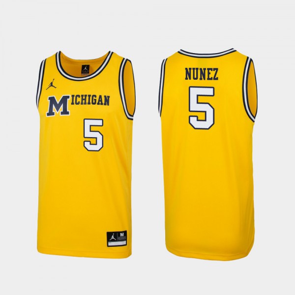 Michigan Wolverines #5 Men Adrien Nunez Jersey Maize 1989 Throwback College Basketball Replica Stitched